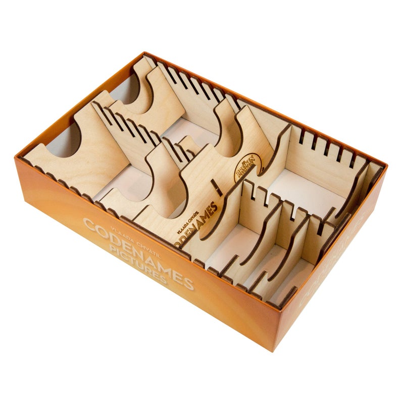 The Broken Token Board Game Organizer - Codenames Compatible Wood Storage Box with Multiple Dividers - Image 1